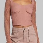 Wild Fable Long Sleeve Lace Bustier Top Mauve Pink Brown Y2K 90s Cropped Crop M Photo 0