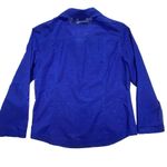 Chico's Additions by  Shirt Top Womens 2 US‎ L Blue Textured Floral Button Down Photo 6