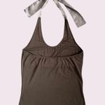 The Limited Vintage Y2K Sand Grey Brown Beaded Grunge Stretch Halter Tank Top Photo 7