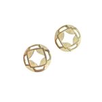 1980s Vintage Earrings Cream & Gold Geometric Stud Earrings Photo 2