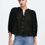 Madewell Balloon Sleeve Top Blouse Black Lightweight Cotton Blend Boho XXL NWT Photo 0