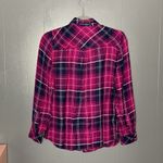BeachLunchLounge Beach Lunch Lounge Pink Plaid Button Up Long Sleeve Blouse Photo 6