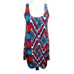 BB Dakota 🦎Jacinda Blue Red Ikat Button Front Dress🌵 Photo 2