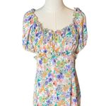 ASTR  The Label -Gaia Dress Purple Gen Multi Floral Smocked Puff Sleeve Midi Sz M Photo 3