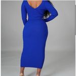 Hera Collection Women’s Royal Blue Ribbed Knit Long Sleeve Midi Dress Size M Size M Photo 3