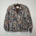 Vintage Womens 100% Silk Floral Patchwork Bomber Jacket Size Small Tan Photo 0