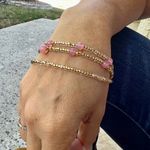 Triple Strand Yellow Gold colored and Rose Pink Bracelet Photo 2