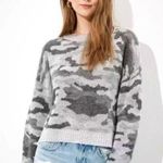 American Eagle Gray Camo Cropped Sweater Photo 4
