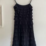 Sandro Ruffled Ellora Black Knit Mini Dress Size 38 US 6 Photo 3