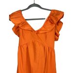 Cider NEW Boho Ruffled Sleeveless Tie Back Midi V Neck Tiered Dress M Orange #3116 Photo 2