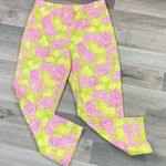 Lilly Pulitzer Vintage  Lion Print Crop Capri Pants Flat Front Lime Green Pink 4 Photo 0