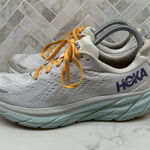 Hoka One One Clifton 8 Running Sneakers Shoes White Blue Purple Womens 9.5 9.5B Photo 0