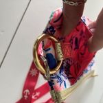 Lilly Pulitzer  Wristlet Lanyard Small Purse Blue Pink Floral Gold Zip Pouch Photo 7