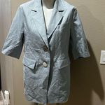 Maison de Maier blue short sleeve button up linen jacket Size 6 Photo 5