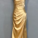Glamorous Gold Satin Maxi Dress Size 6 Photo 0