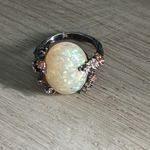 Source Unknown Signed 925 Sterling Cherry Blossom ring with simulated (faux) opal Photo 0