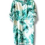Chico's Black Label Tropical Print Dress Size 12 White Green Botanical NWT Cruise Photo 0