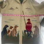 Ralph Lauren Vintage Lauren  Hand Knit Landscape Wool Cardigan sz M Fisherman Dog Photo 14