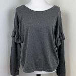 Theory Grey Scoop Neck Arm Ruffle Scoop Neck Sweater Large Photo 0