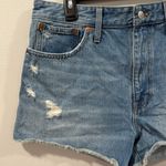 Madewell  Blue Distressed Relaxed Denim Shorts with Frayed Hem Size 30 EUC Photo 2