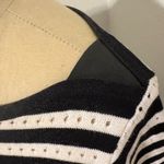 Per Se  Black and White Striped Crew Neck Sweater Photo 1
