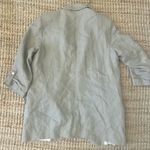 ZARA  Women's Gray Blazer 100% Linen 3/4 Sewed Sleeve Open Front size medium Photo 3
