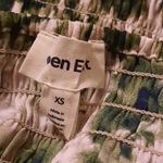 Open Edit Top Womens Extra Small XS Green Print Long Sleeve Ruched Blouse Photo 5