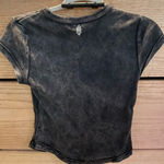 Free People  Ribbed Baby Tee Washed Black size Medium Photo 6
