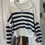Sincerely Jules Blue and white stripe sweater quarter zip Photo 0