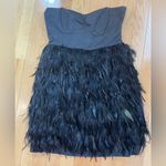 Vintage Elegant Black Feathered Strapless Dress Size 2 Photo 1