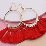 NIP LANTAI Red Bohemian Tassel Earrings Set Photo 4