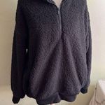 EXPRESS  faux fur sherpa black popover 1/4 zip cozy oversized sweatshirt jacket Photo 10