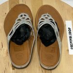 FitFlop  Bumble Silver Mirror Leather Toe Post Slip On Wedge Sandals- Size 7 & 38 Photo 6