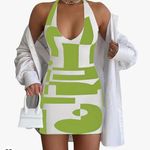 Halter Neck Y2K Backless Knit Mini Dress Green Photo 2