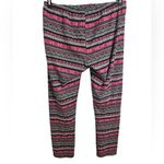 Just Cozy Pink Black Patterned Fair Isle Leggings Faux Fur Lined XL One Size Photo 2