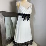 My Michelle  White and Black Pleated Wrap midi dress Photo 15