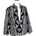 Chico's  Women's Open Front Blazer Jacket Overlay Design Mock Neck Black‎ Size 1 Photo 0