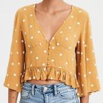 American Eagle Outfitters Polka Dot Blouse Yellow Photo 0