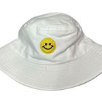 Smiley Patched Bucket Hat Unisex One Size White Smile Emoji Beach Hiking Casual Photo 2