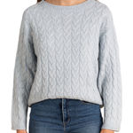 Peace Love World Sweater Cable Knit Pullover Crew Neck Warm Winter Blue XS Photo 0