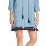 Rails  Women's Alicia Denim Chambray Tassel Blue Shift Dress Linen Size Small Photo 0