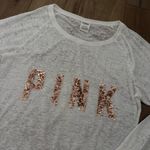 PINK - Victoria's Secret  white y2k sheer light weight sequin long sleeve top l Photo 1