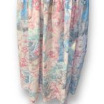 Vintage Lanz Originals Dress Pastel Pink Cornflower Blue Floral Printed Flowy Size 8 Photo 1