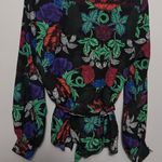 Topshop  Floral Button Front Blouse – Tie Waist – Size Small Photo 5
