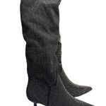 Madden Girl  Dicee Kitten Heel Knee High Rhinestone Boots Size 7M Black Silver Photo 3