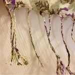 Gold Purple Floral Metallic Tassel Scarf Womens One Size Photo 7