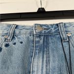 Neon Blonde Denim Skirt Star Details Distressed Hem NWT Blue Size 6 Photo 5