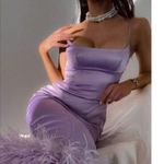 House Of CB  Helena Satin Trim Midi Dress in Orchid Size Large Photo 4