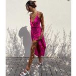 ZARA WOMAN MIDI DRESS WITH STRAPS Knot Ruching FUCHSIA PINK Size XS Photo 4