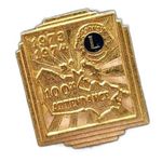 Lions International Pinback Vintage 1974 Lions Club 100% Attendance Award Brooch Photo 0